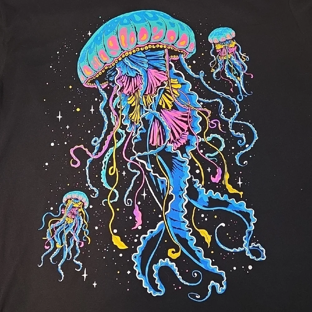 Neon Jellyfish Black T-Shirt - Picture 3 of 5
